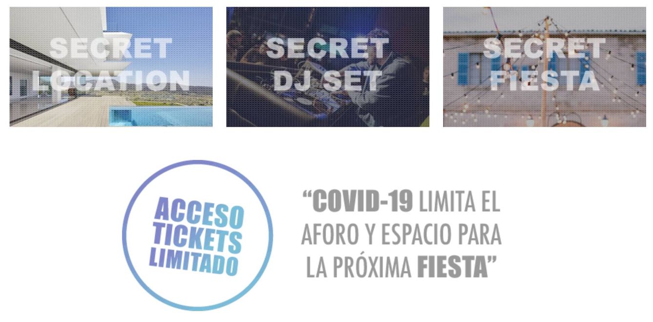 Detalle de la página web de The Secret Fiesta.