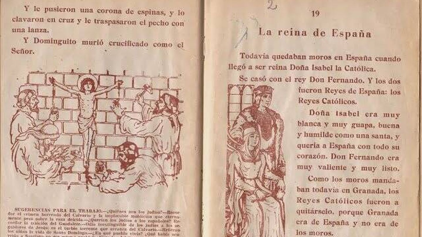 Un libro publicado en 1955 y escrito por Agustín Serrano de Haro incluía un relato del libelo de sangre de santo Dominguito del Val donde se mostraba a judíos torturando al niño.