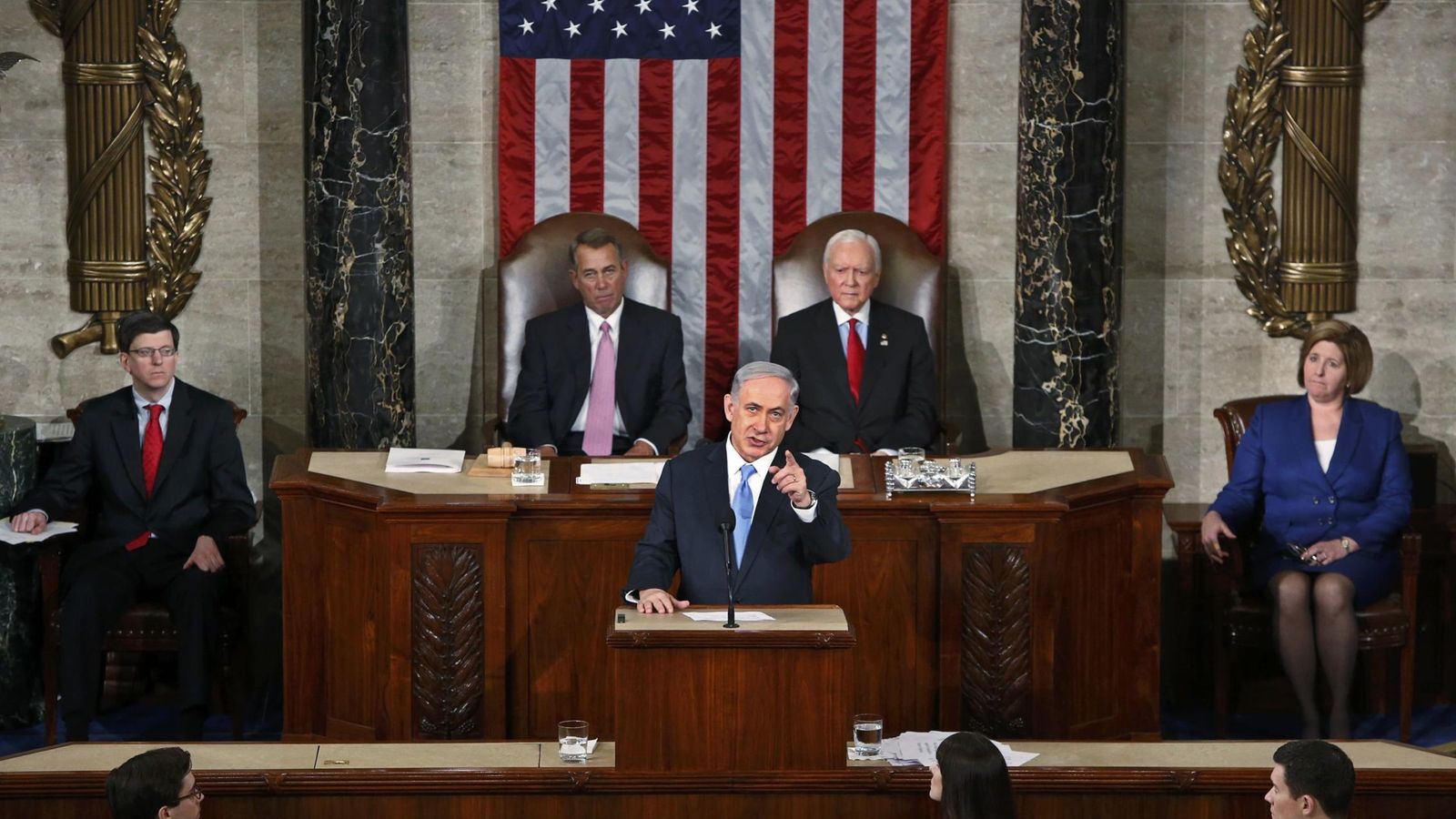 Foto: El primer ministro israelí, Benjamín Netanyahu, durante su intervención en el Congreso de EEUU (Reuters)