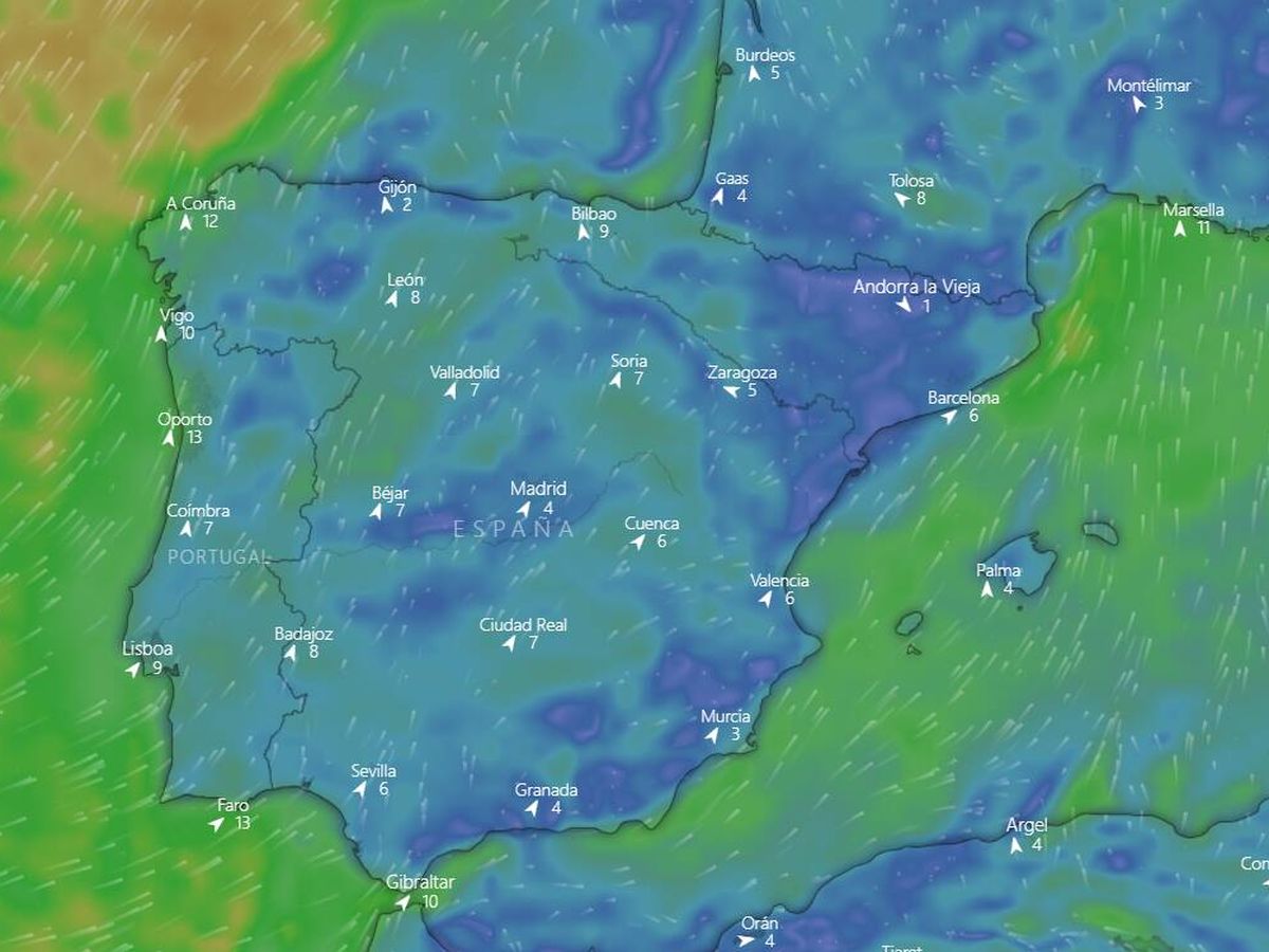 Foto: Mapa de la previsión meteorológica. (Windy)