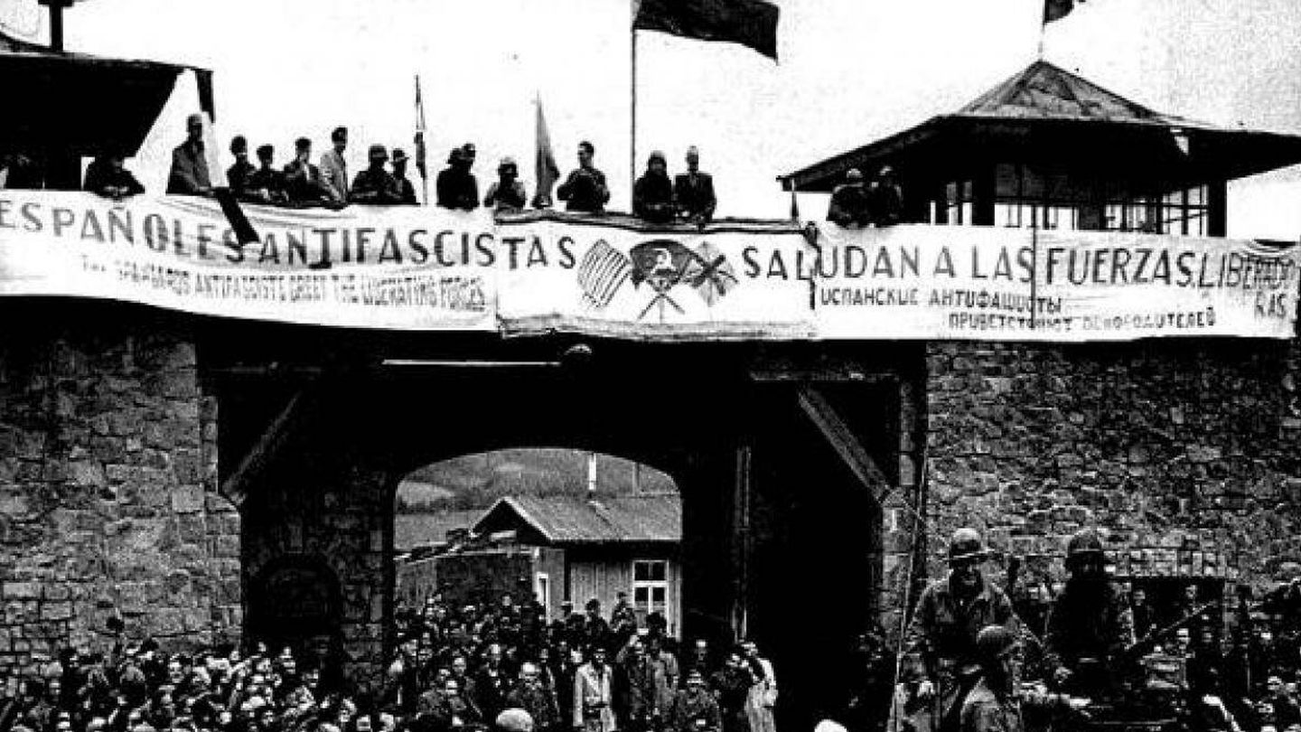 Españoles en la liberación de Mauthausen.