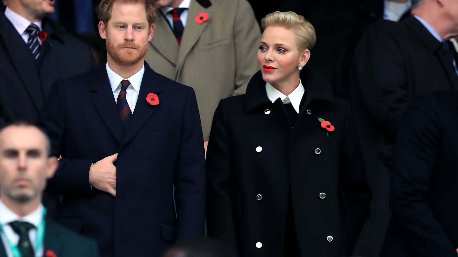 Foto: La princesa Charlène y Harry en un partido de rugby en Londres (Gtres)
