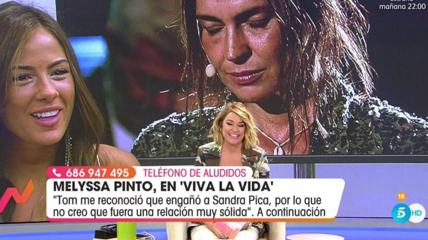 Toñi Moreno hablando con Melyssa. (Telecinco).