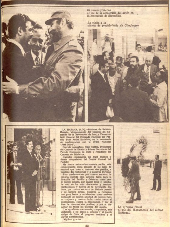 Sadam y Fidel en el número 51 de 1978. Revista Bohemia.