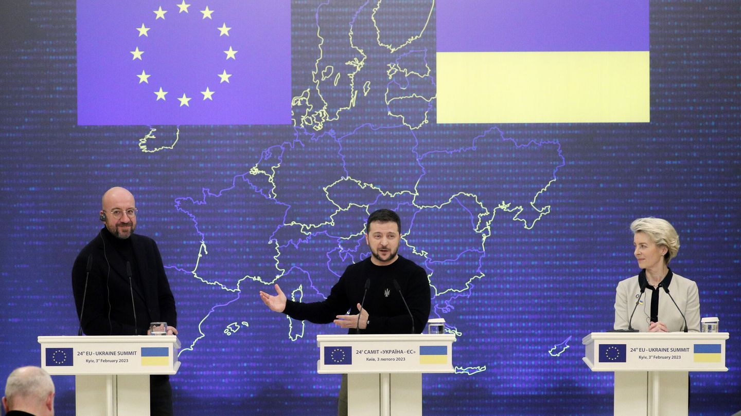 Rueda de prensa tras la cumbre UE-Ucrania en Kiev. (Reuters)