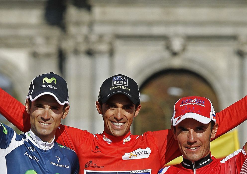 Foto: Alejandro Valverde (i), Alberto Contador (c)y 'Purito' Rodriguez (d), bazas del equipo español.