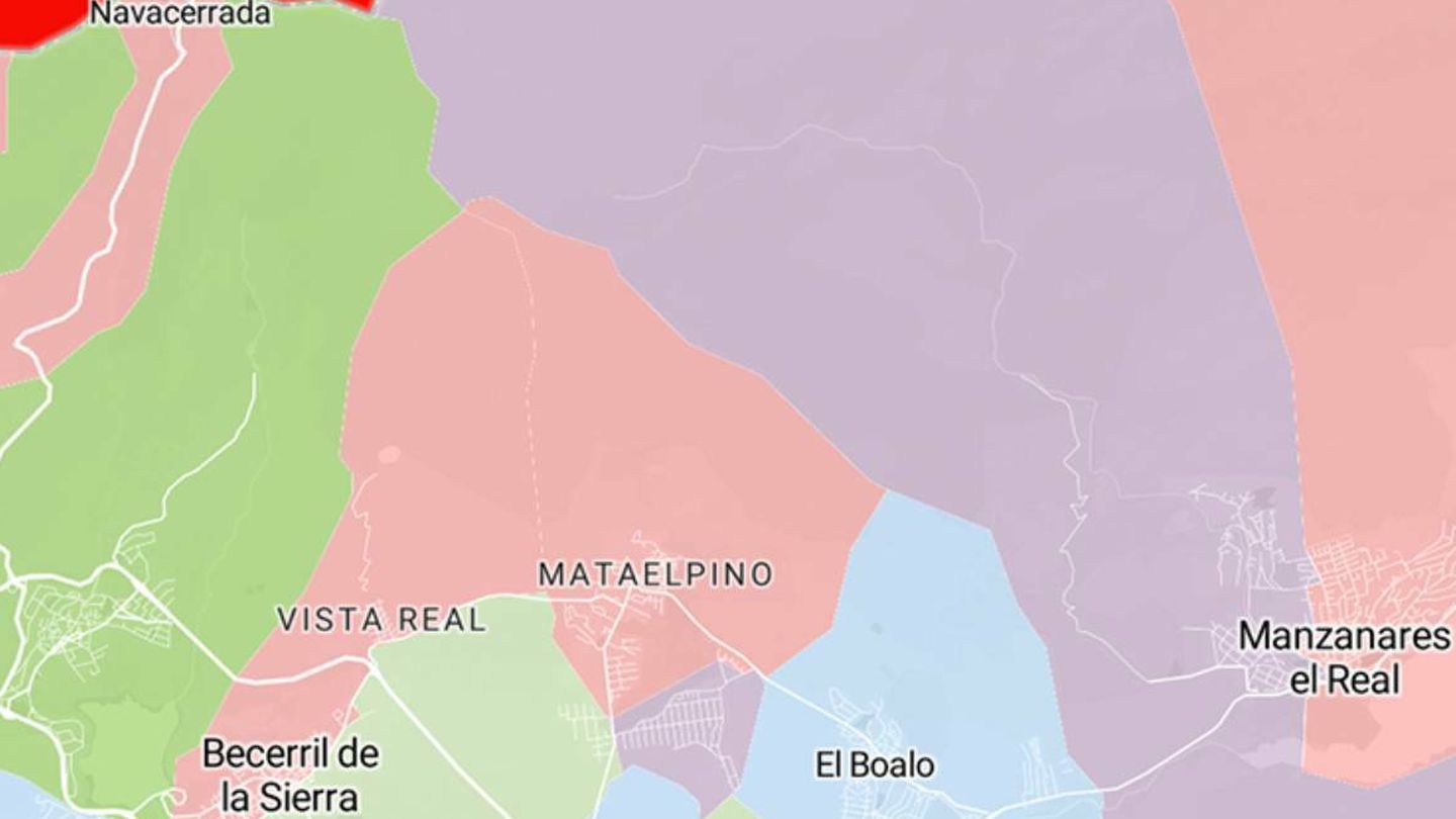 Mapa del voto por zona censal en 2019 en torno a La Maliciosa. (Unidad de Datos de EC y Diseño)