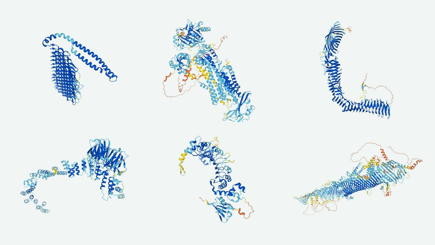 Proteínas desarrolladas por AlphaFold. (DeepMind)