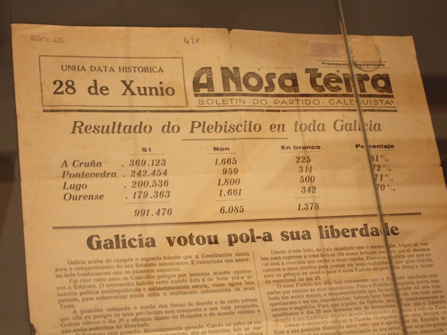 El diario gallego 'A Nosa Terra'.