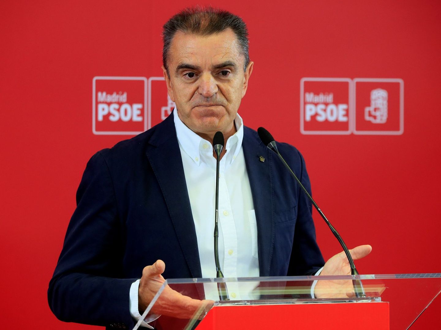 El secretario general del PSOE-M, José Manuel Franco, durante la rueda de prensa ofrecida este martes. (EFE)