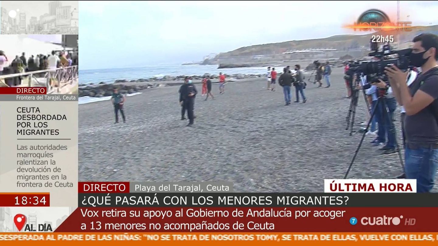 Playa del Tarajal, Ceuta. En 'Cuatro al día'. (Mediaset)