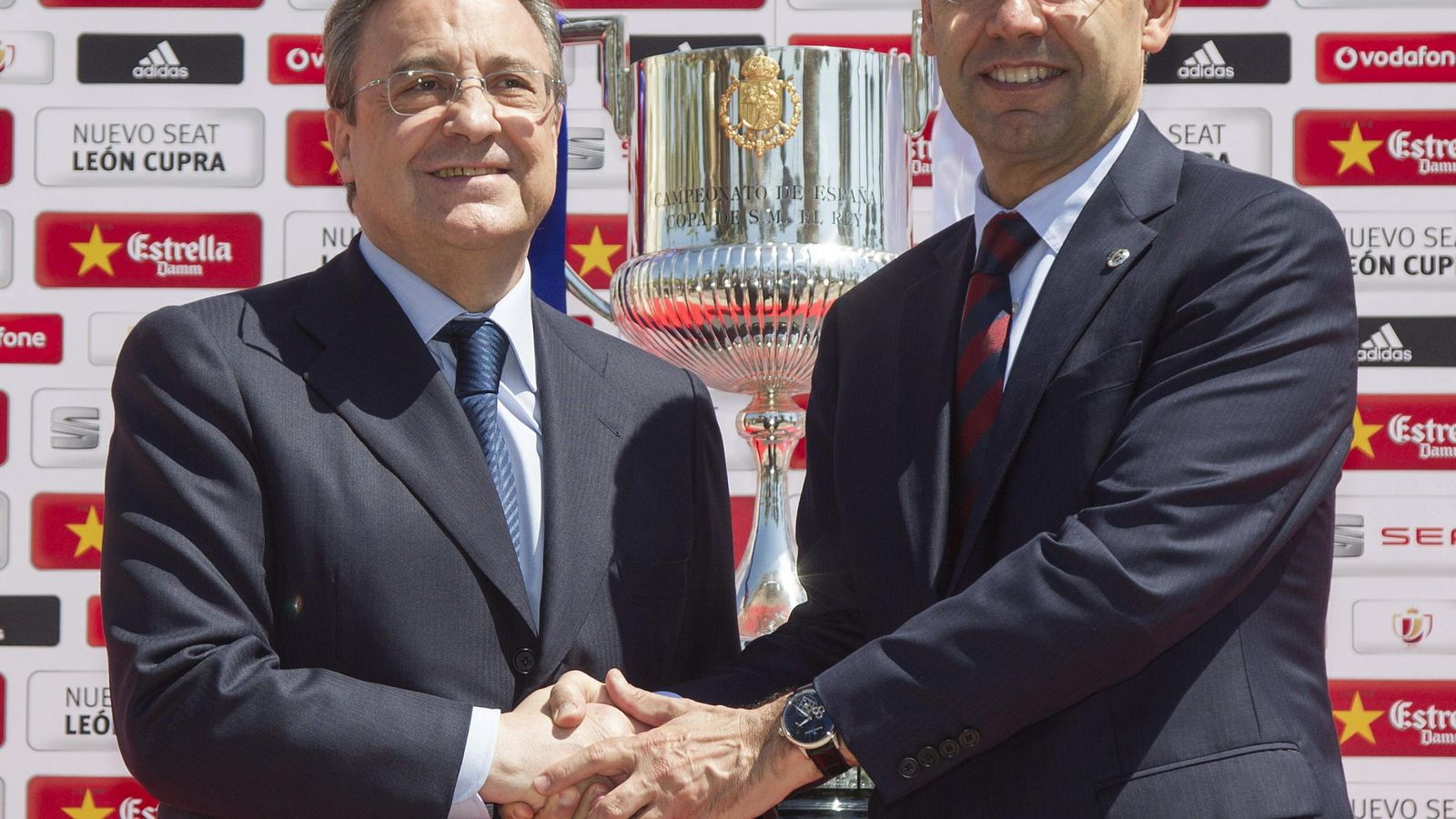 Foto: Florentino y Bartomeu en la previa a la final de Copa del curso pasado (EFE).