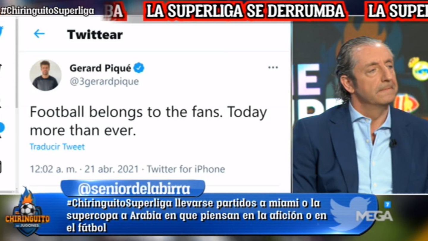 Pedrerol comentando el tuit de Piqué. (Atresmedia).