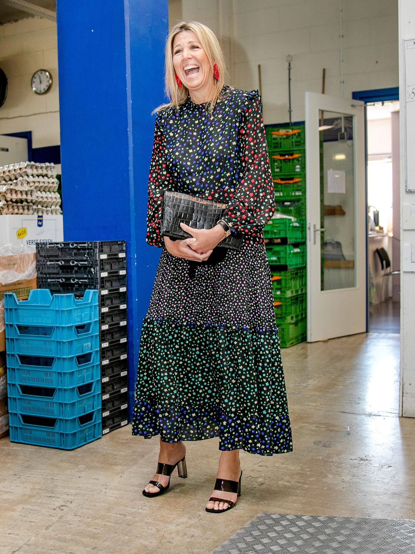 La reina Máxima, durante su visita a un Banco de Alimentos. (Cordon Press)