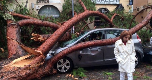 Foto:  Varios vehículos aparcados han sido destrozados en Roma. (EFE)