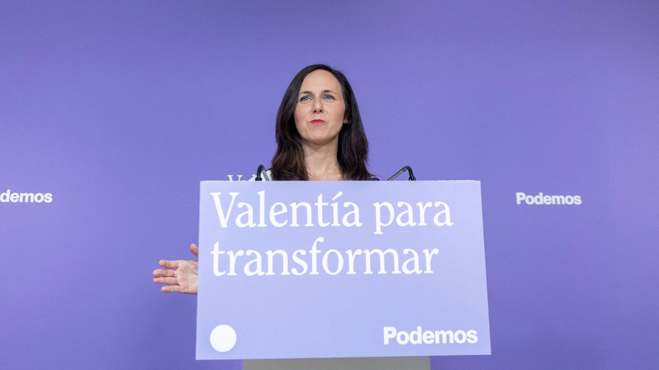 Foto: La líder de Podemos, Ione Belarra, comparece ante los medios