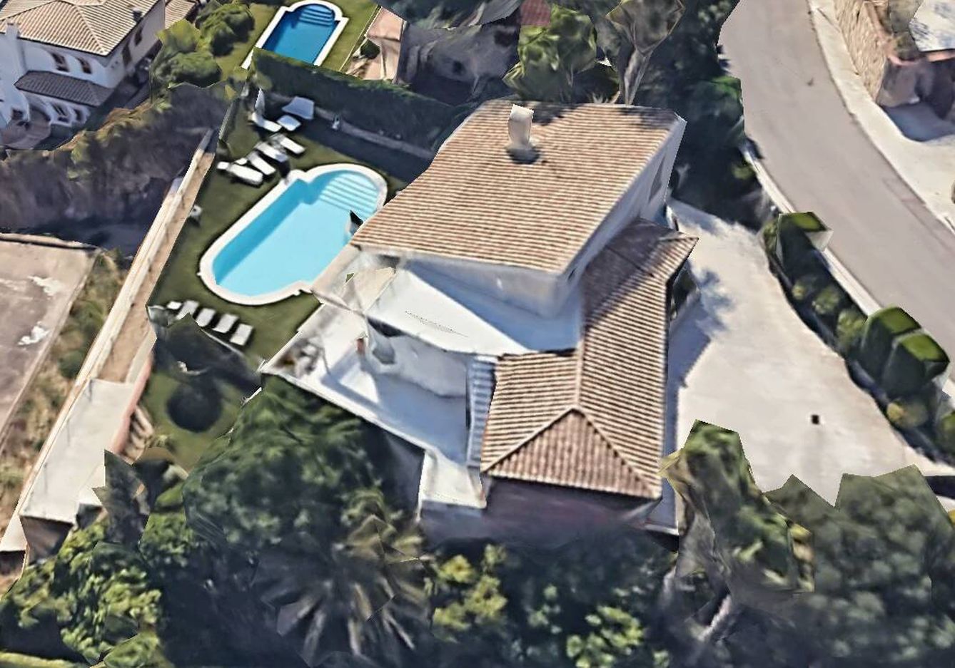 Vista aérea del chalé que ha comprado Xavi Hernández. (Google Earth)