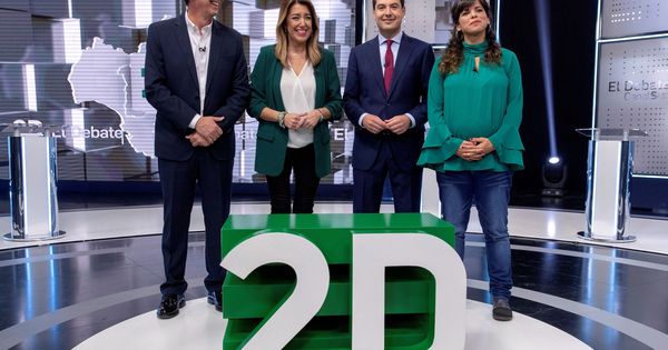 Foto: Los cuatro candidatos a la presidencia de la Junta participan en el primer debate electoral andaluz. (EFE)