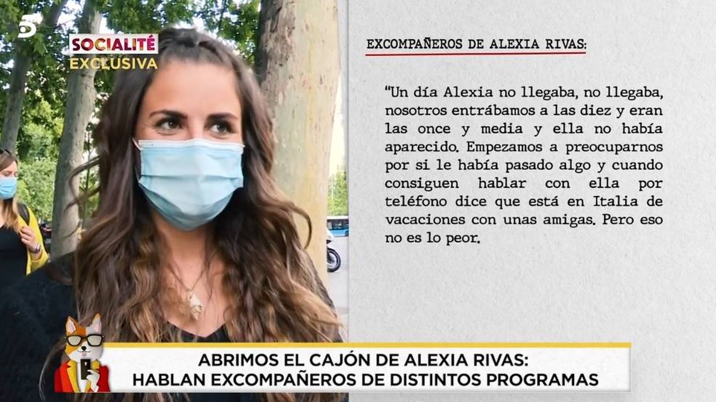 Alexia, en 'Socialité'. (Telecinco).
