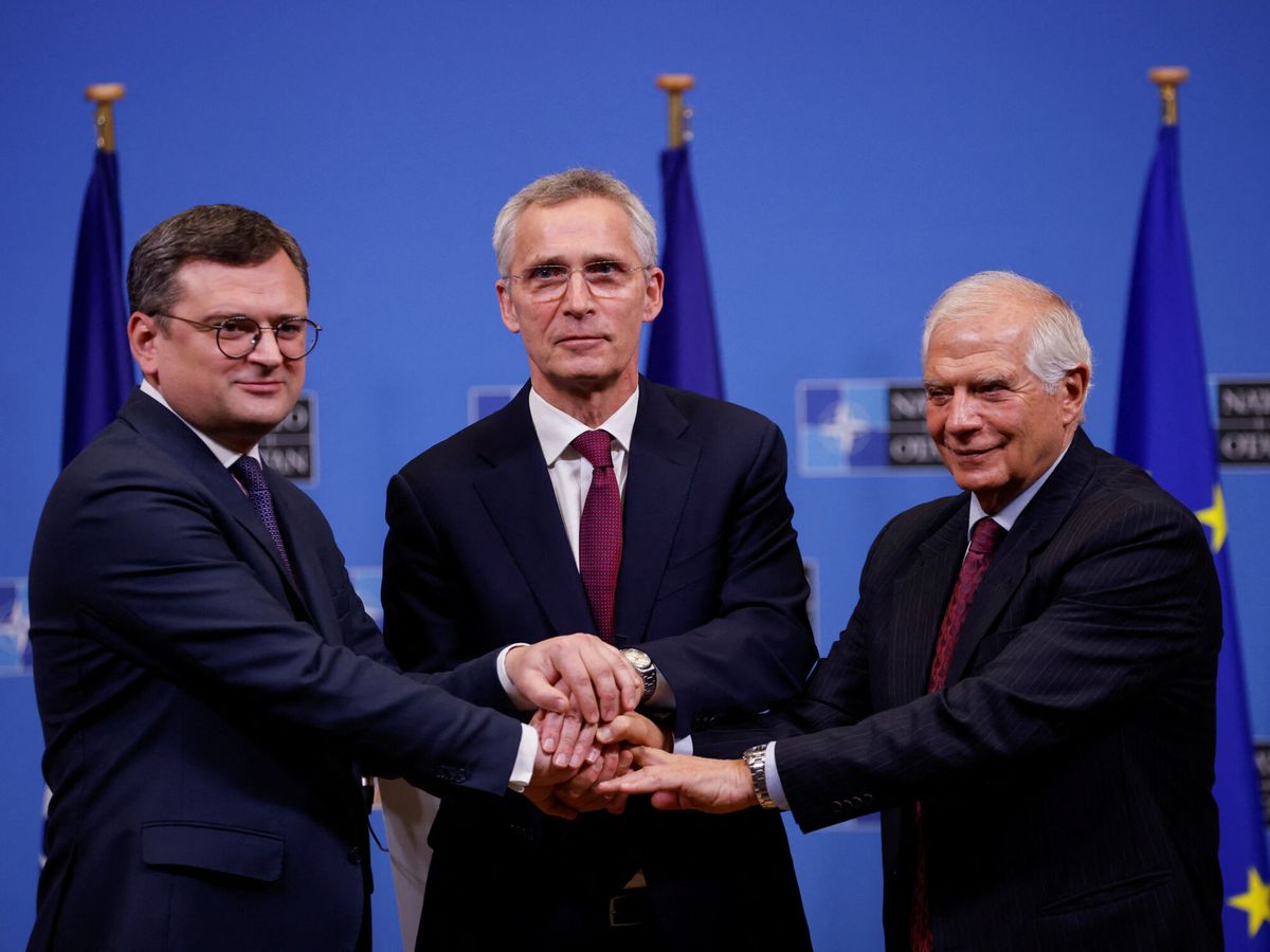 Foto: News conference with nato secretary general stoltenberg, ukrainian foreign minister kuleba and european high representative of the union for foreign affairs borrell, in brussels