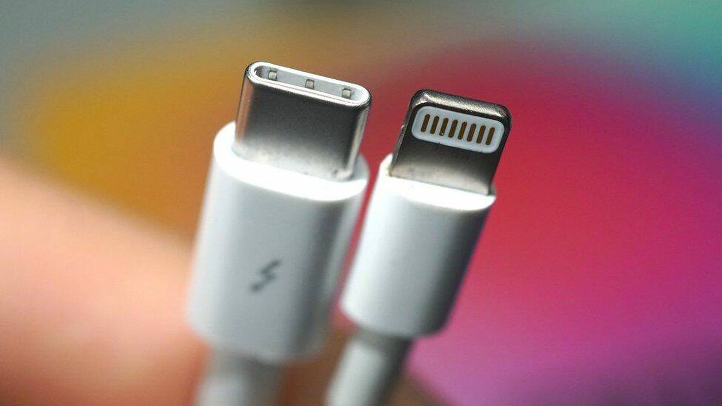 Puerto USB-C (izquierda) y un puerto Lightning, propietario de Apple.