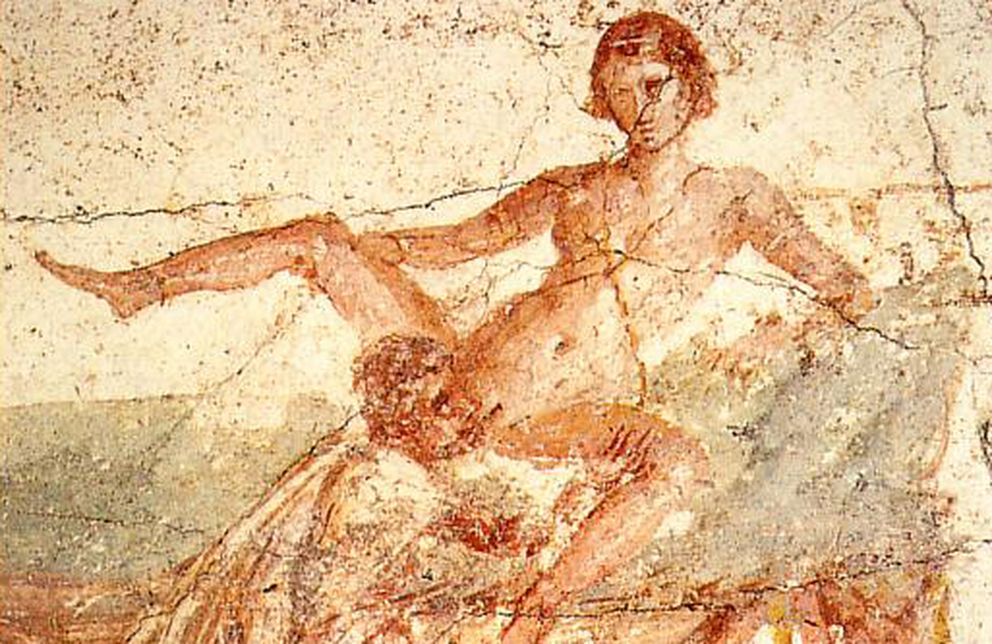 Fresco erótico encontrado en Pompeya.