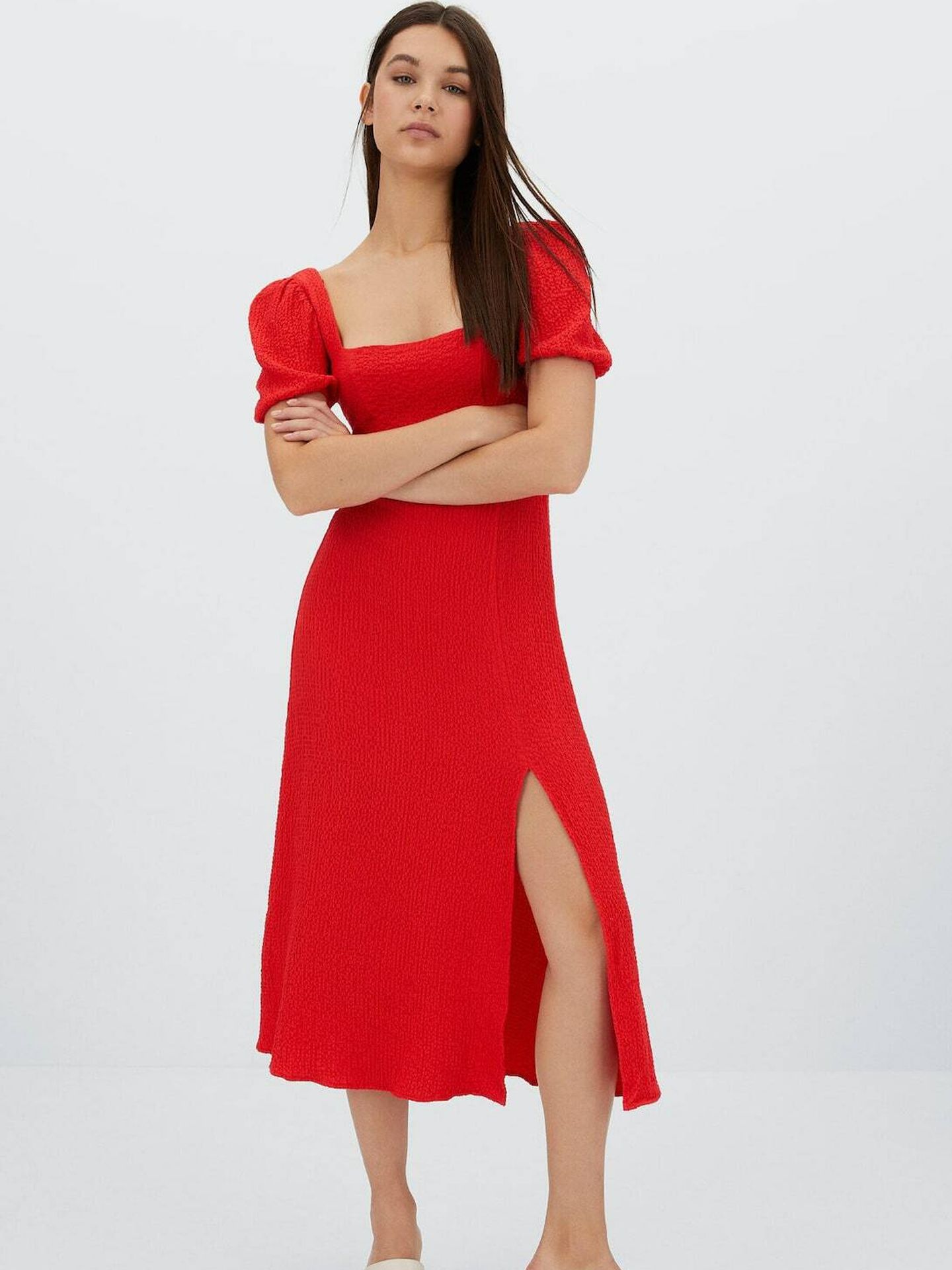  Vestido de verano rojo para mujer, vestido de moda