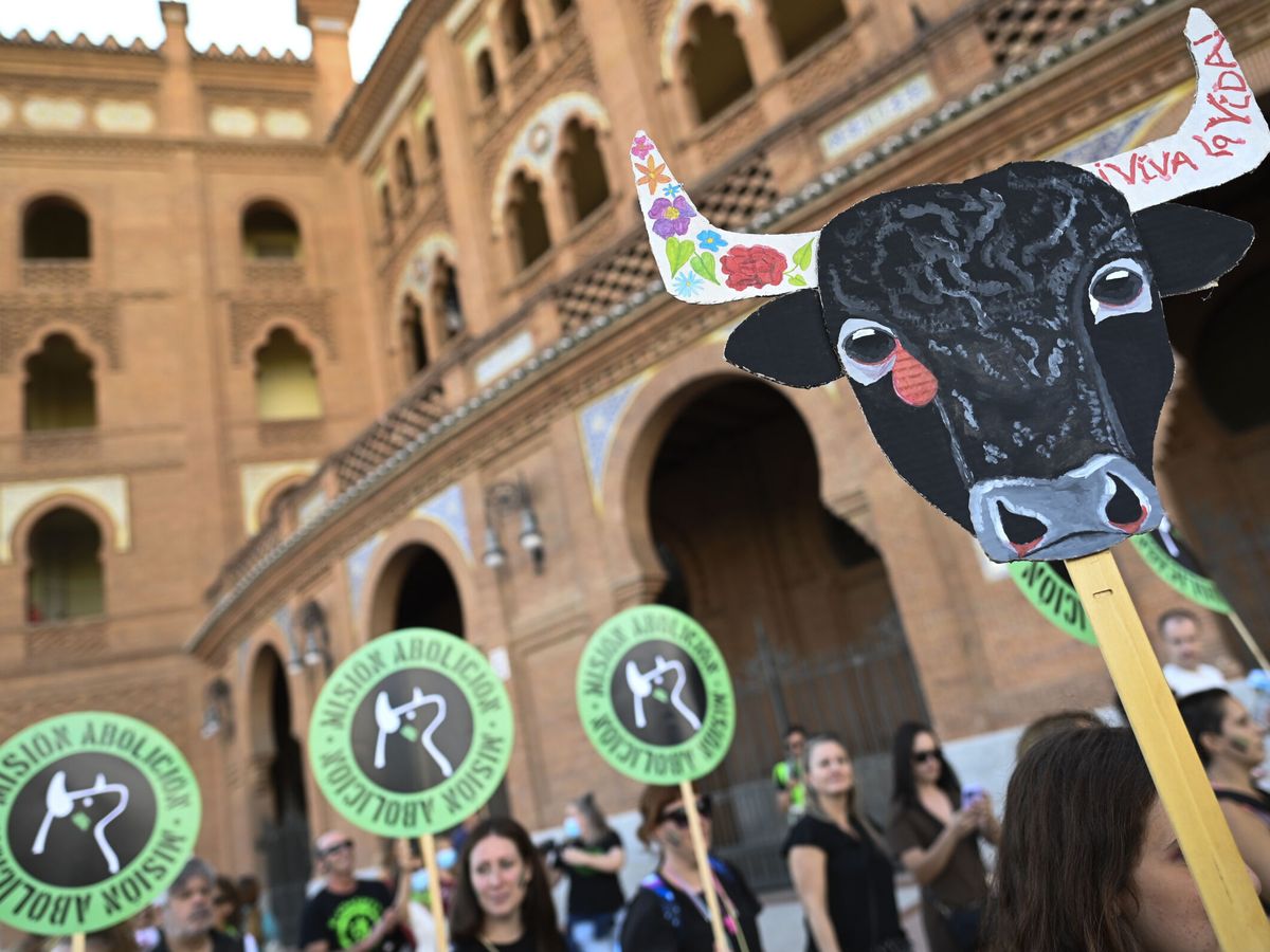 Manifestación antitaurina en Las Ventas: mujeres, más mujeres y Jorge Javier 