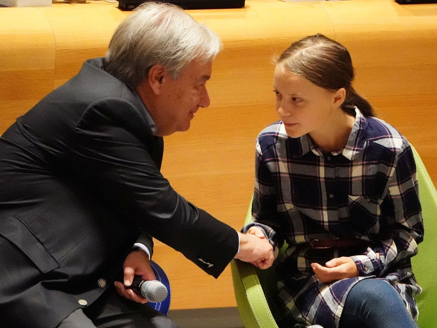 Antonio Guterres con Greta Thunberg. (Foto: Reuters)