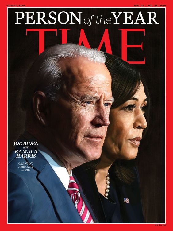El presidente y la vicepresidenta electos de EEUU, Joe Biden y Kamala Harris, en la portada de la revista 'Time'. 