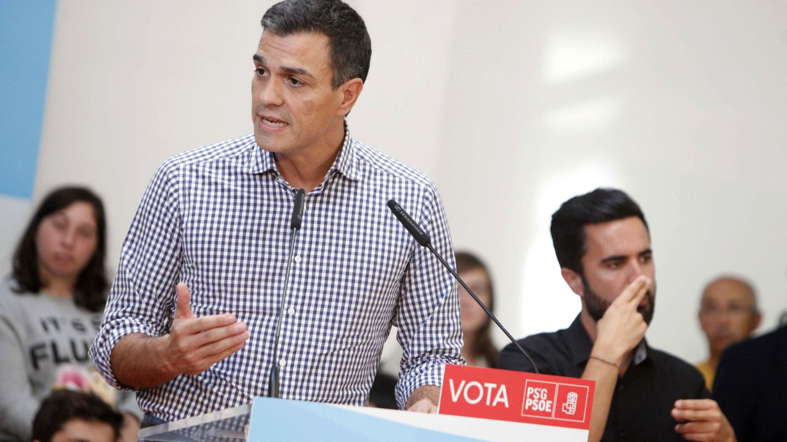 Foto:  El secretario general del PSOE, Pedro Sánchez, en un acto en Galicia. (EFE)