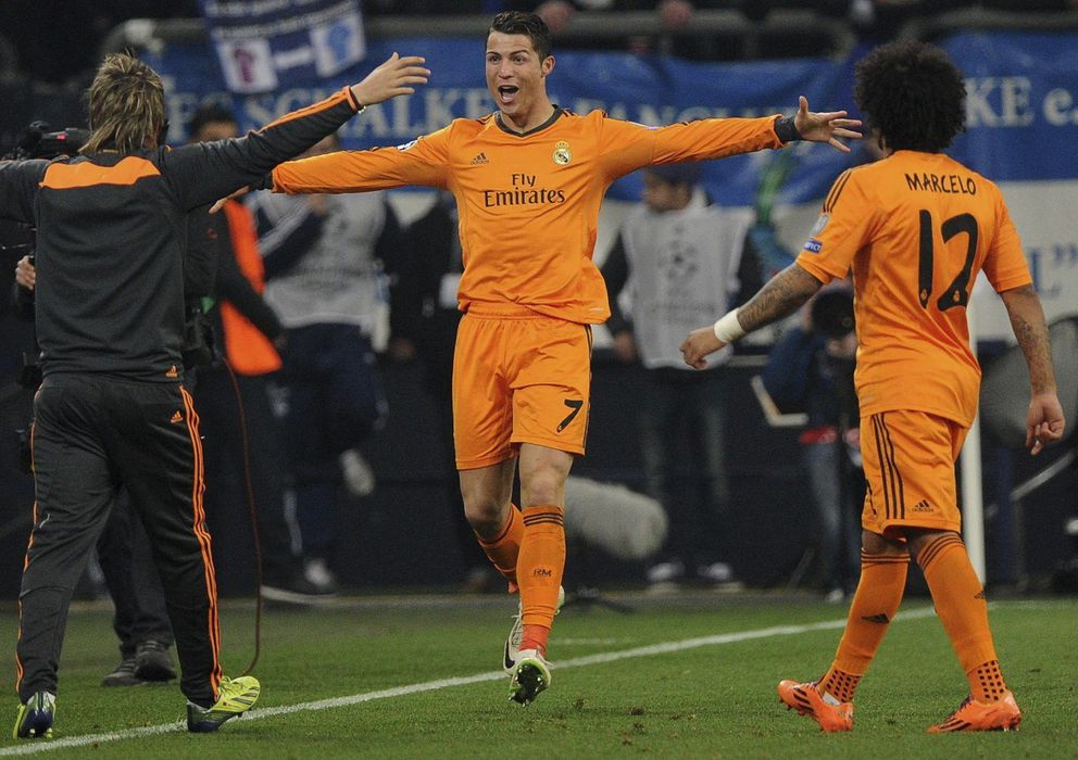 Foto: Cristiano celebrando un gol en el Schalke 04 - Real Madrid del pasado mes de febrero