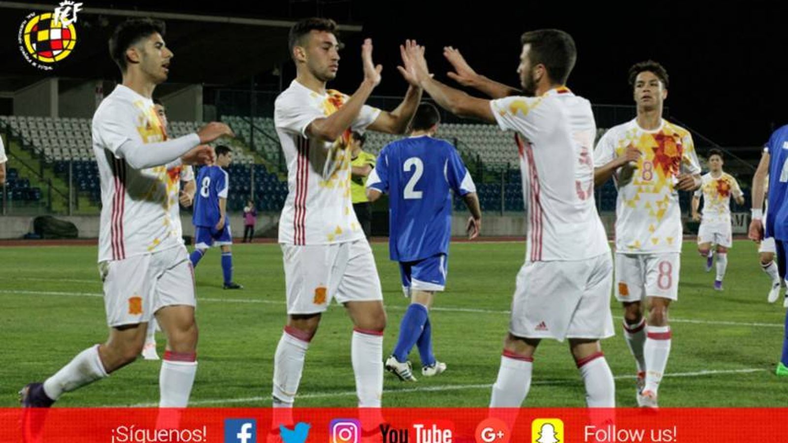 Foto: Los sub-21 celebran el gol de Munir (SEFutbol).