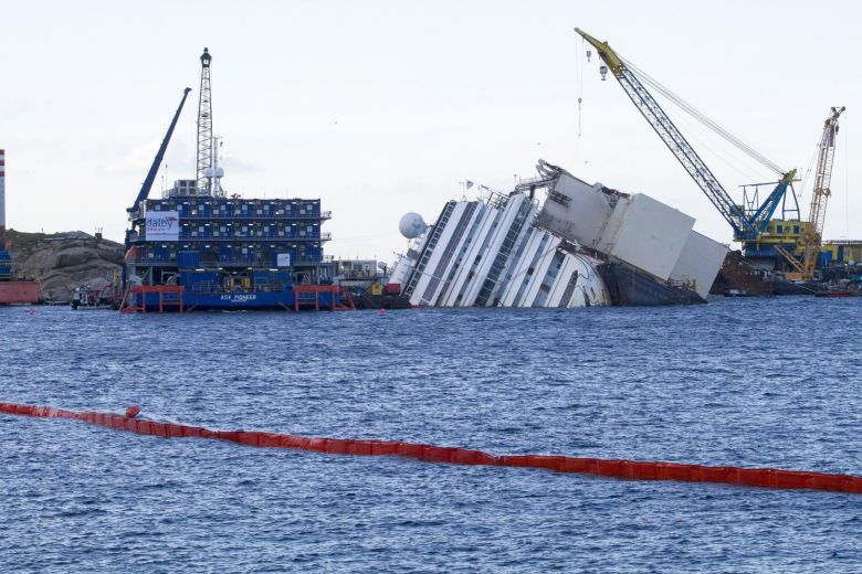 Costa concordia wreck prepared to be righted