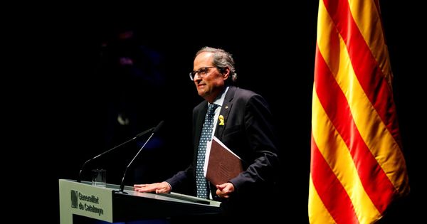 Foto: El presidente de la Generalitat, Quim Torra, durante la conferencia. (EFE)