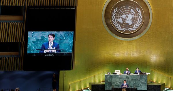 Foto: Giuseppe Conte durante su discurso en la Asamblea de la ONU. (EFE)