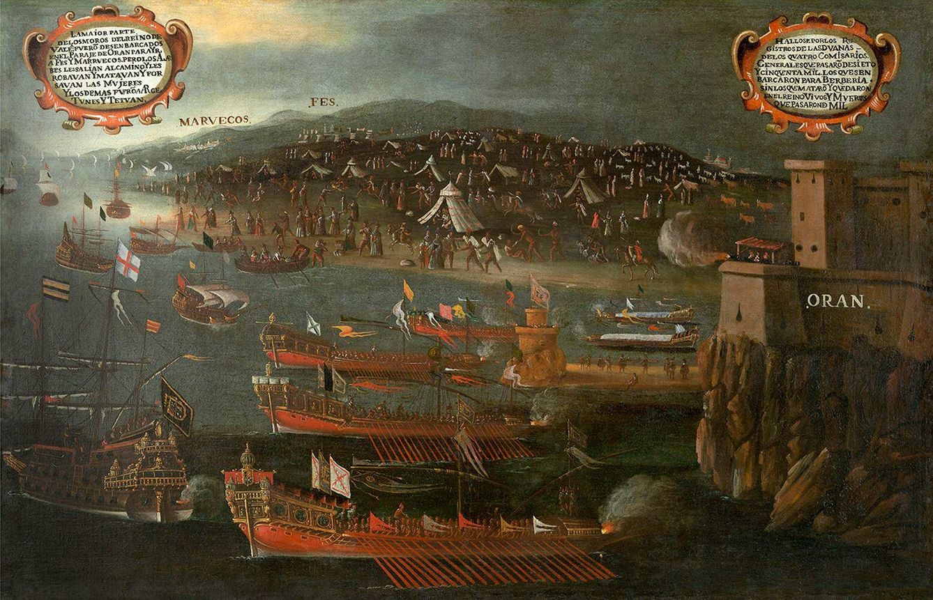 Desembarco de los moriscos en el Puerto de Orán, pintado en 1613 por Vicente Mostre