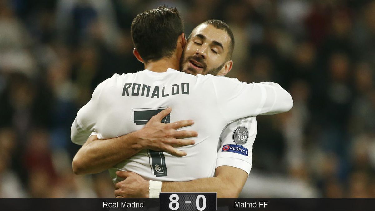 Un gran Cristiano Ronaldo (4) y el discutido Benzema (3) se dan un festín ante el Malmo