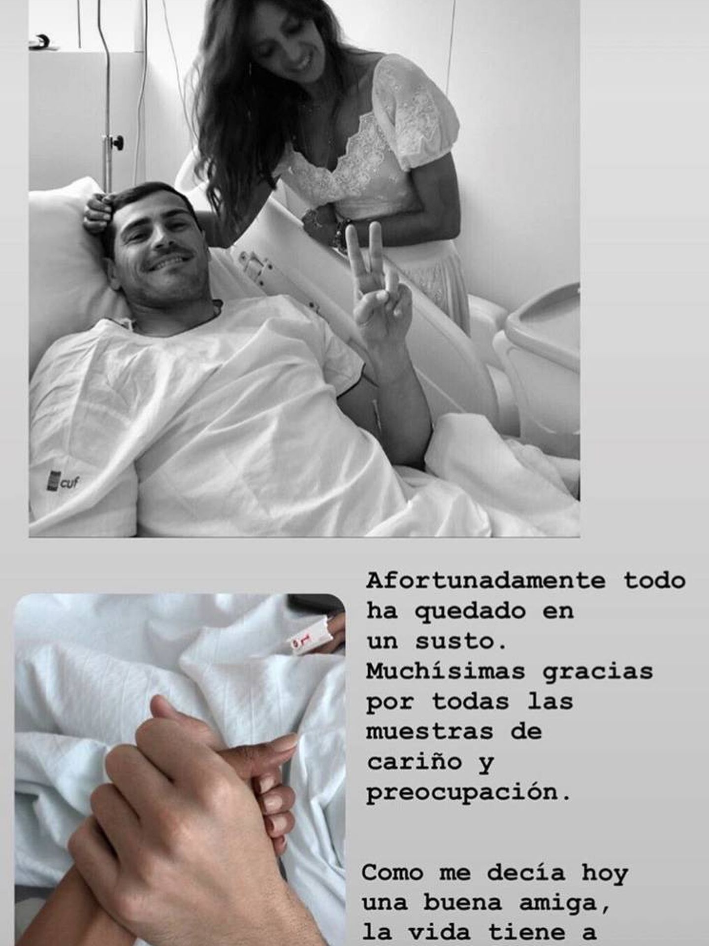 Sara Carbonero e Iker Casillas en el hospital. (Instagram)