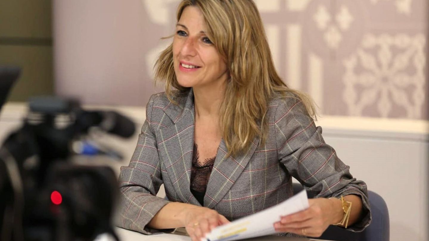 Yolanda Díaz, el pasado marzo en una videoconferencia. (EFE)