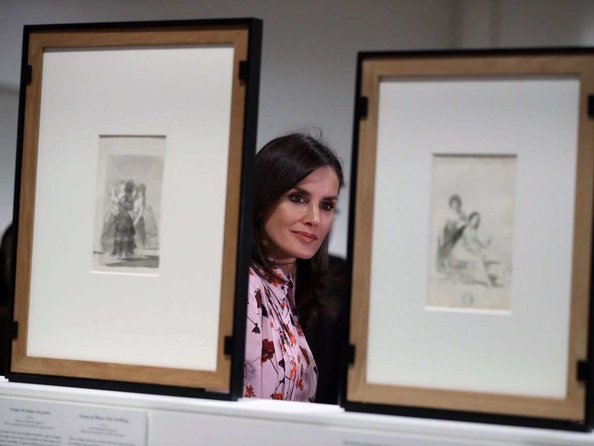Foto: La reina Letizia, durante la inauguración de la exposición 'Solo la voluntad me sobra. Dibujos de Goya'. (EFE)