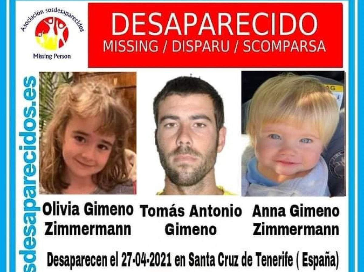 Foto: omás Antonio Gimeno, de 37 años, Olivia Gimeno Zimmermann, de 6, y Anna Gimeno Zimmermann, de 1. Foto: Sos Desaparecidos