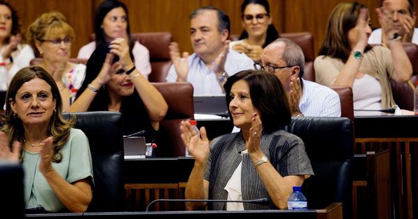 Foto: La consejera de Igualdad, María José Sánchez Rubio (d), tras aprobar la Ley para la Promoción de la Igualdad de Género en Andalucía. (EFE)
