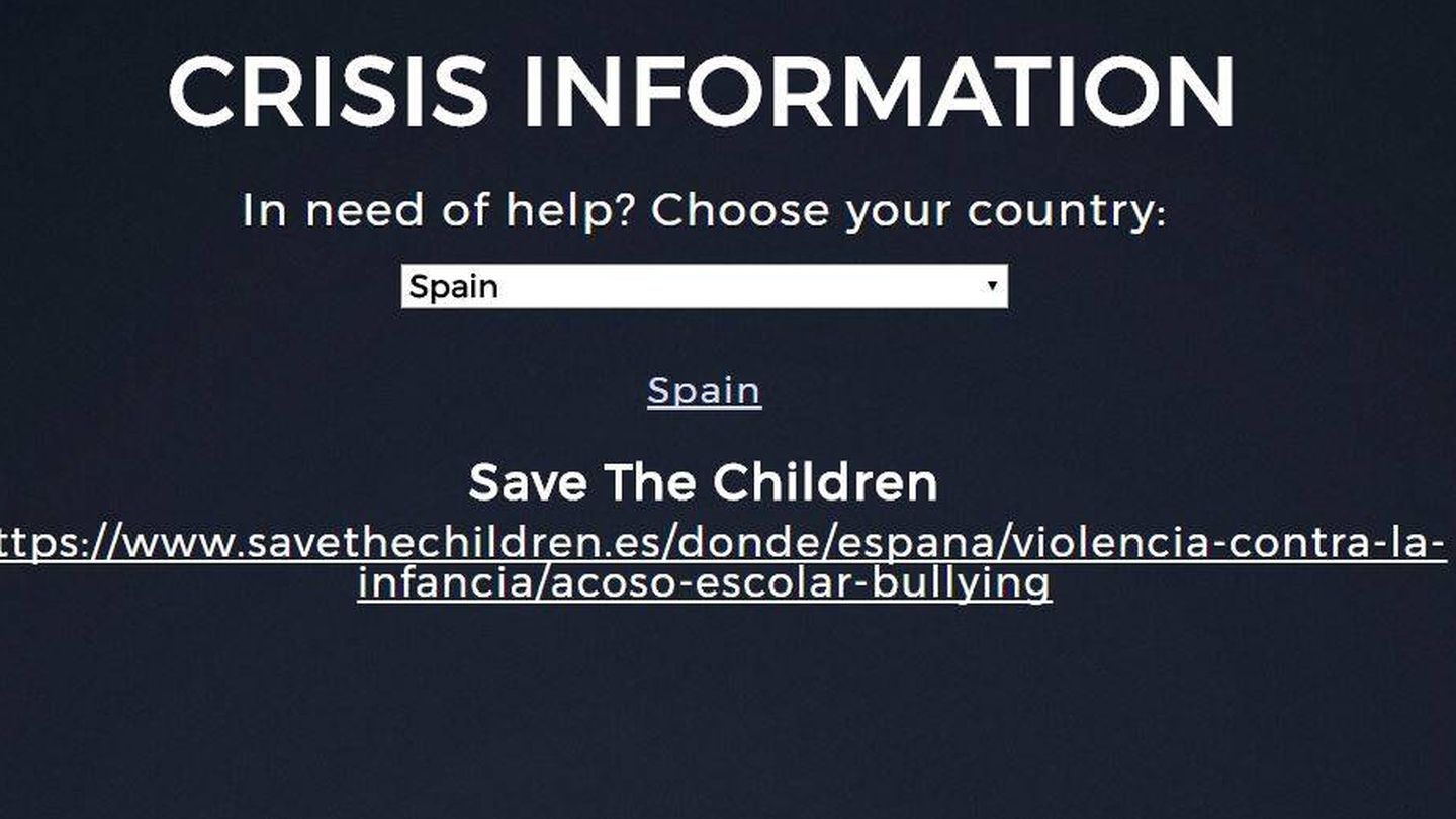En España, la página de Netflix sobre 13 Reasons Why remite a la web de Save The Children.