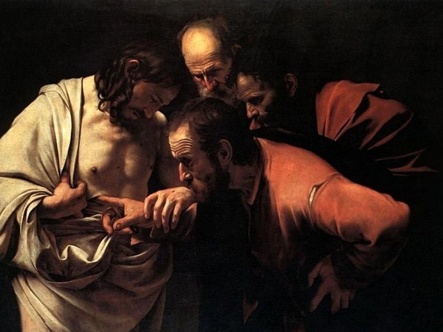 'La incredulidad de Santo Tomás'. Caravaggio (1602).