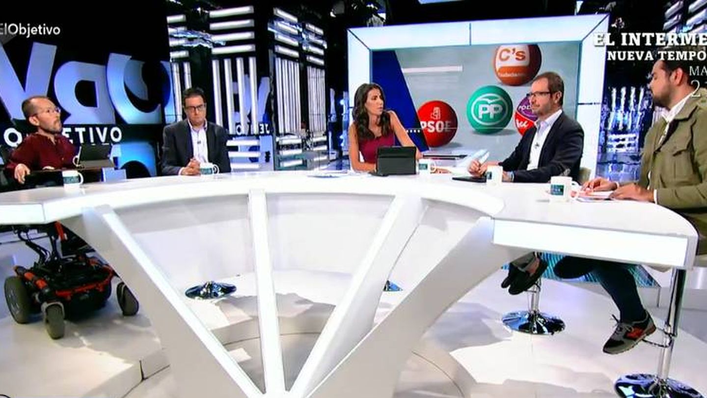 Pablo Echenique, Óscar López, Ana Pastor, Javier Maroto y Fernando del Páramo en 'El objetivo'.