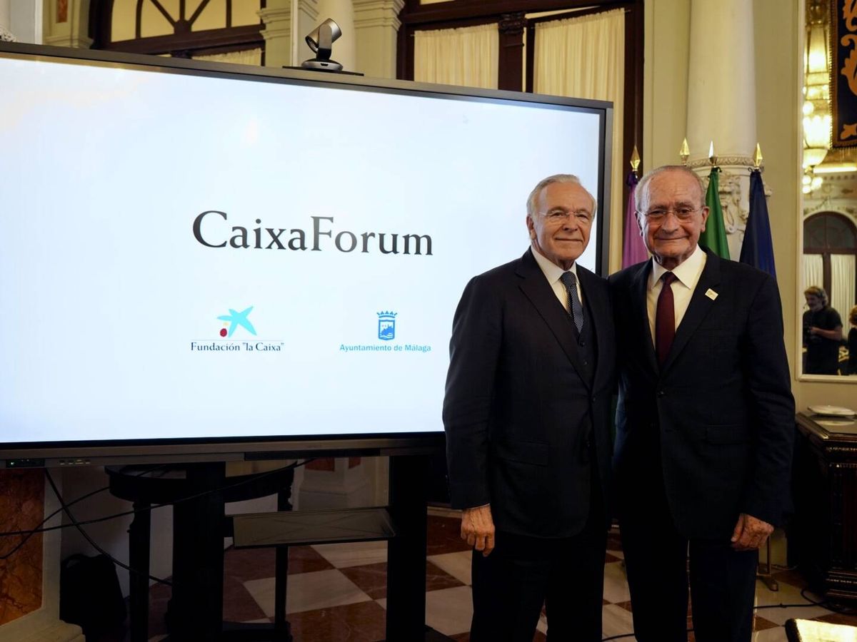 Foto: El presidente de la Fundación La Caixa, Isidro Fainé, y el alcalde de Málaga, Francisco de la Torre. (Ayuntamiento de Málaga)