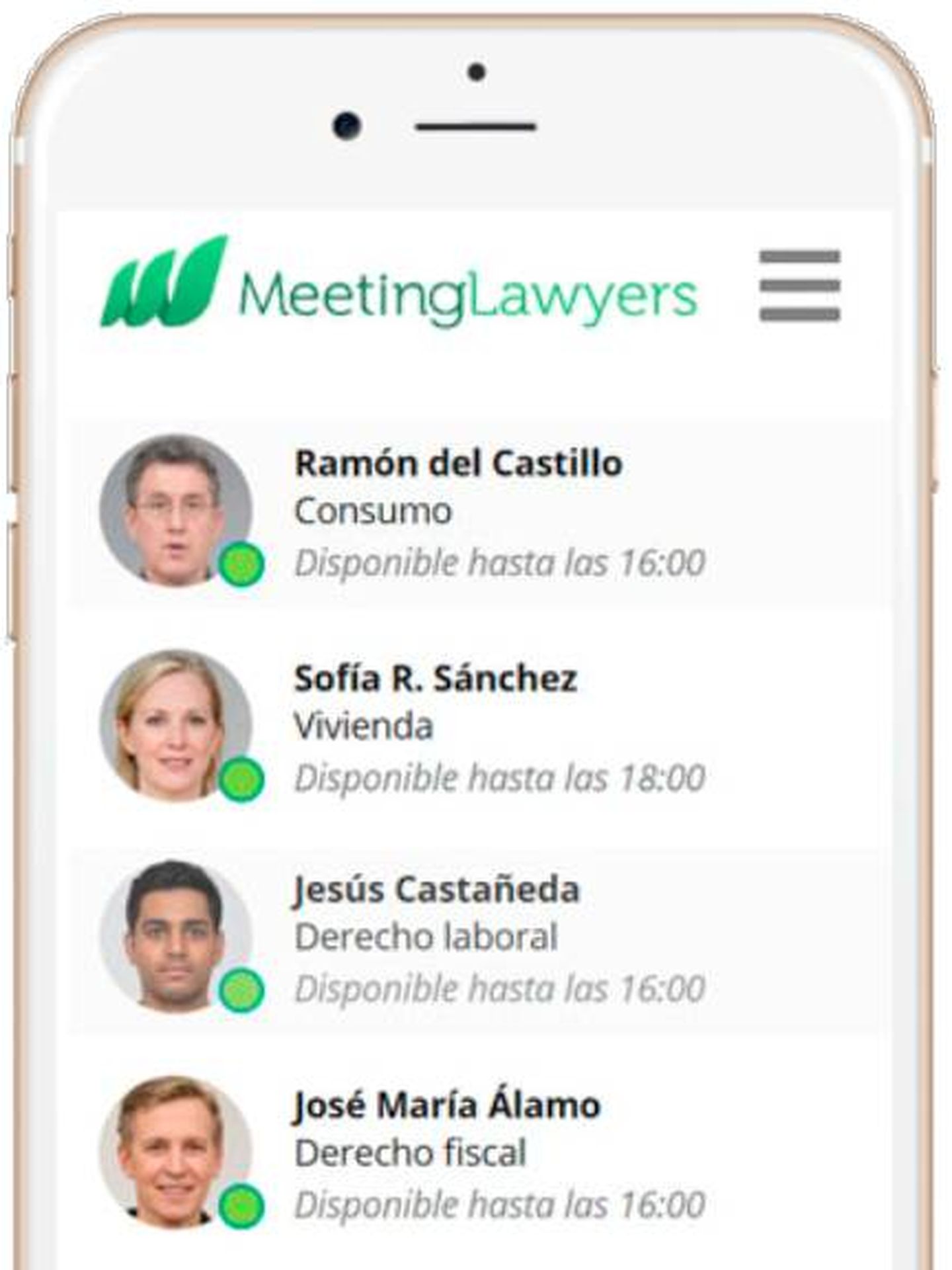 Imagen del chat que ofrece Meeting Lawyers.