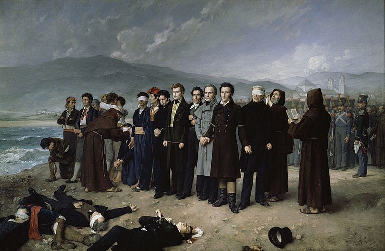Fusilamiento de Torrijos en la playa de San Andrés (Málaga), por Antonio Gisbert Pérez, 1888. (Museo del Prado)