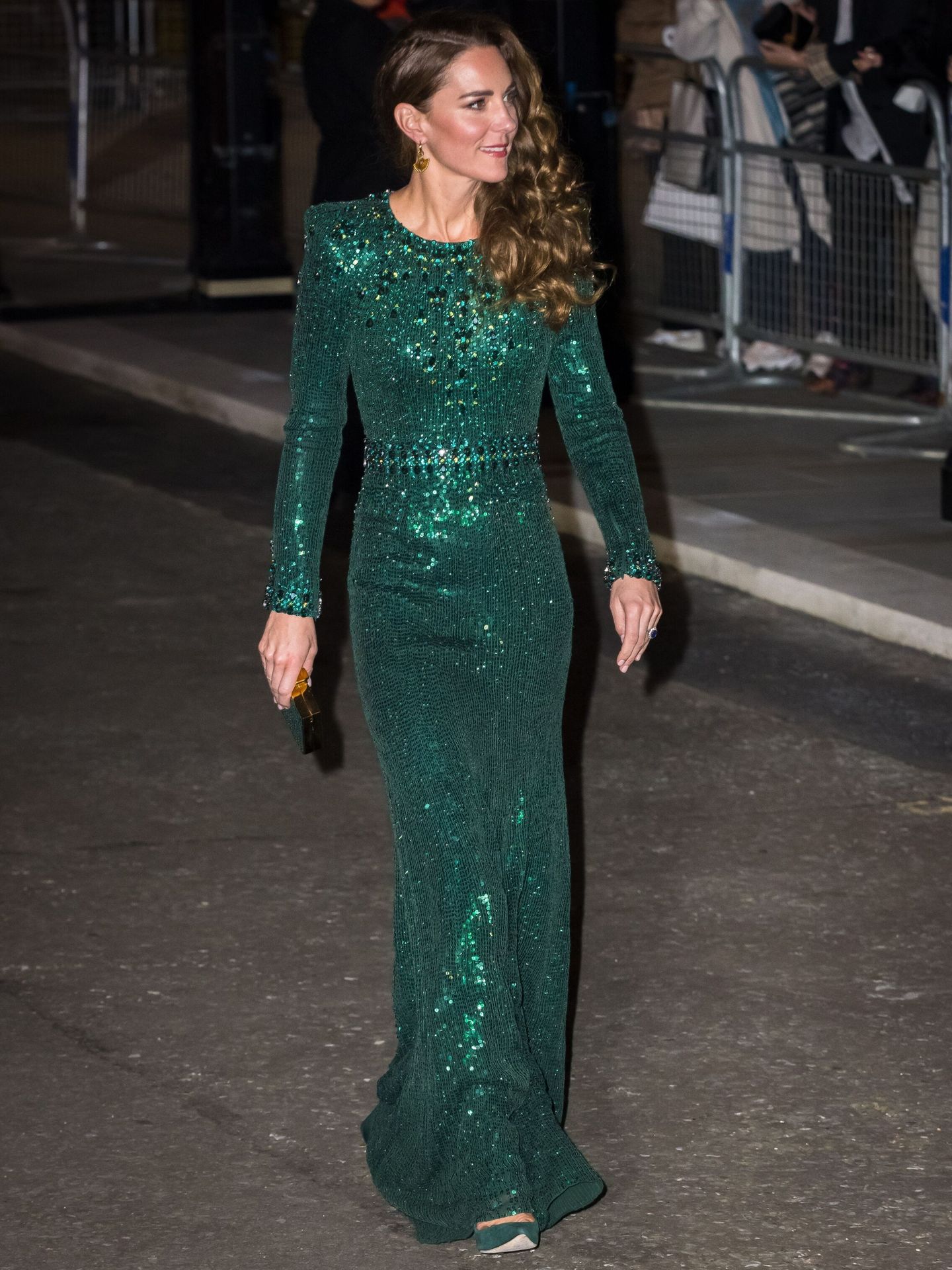 Kate Middleton, con vestido verde de Jenny Packham. (EFE/EPA/Vickie Flores)